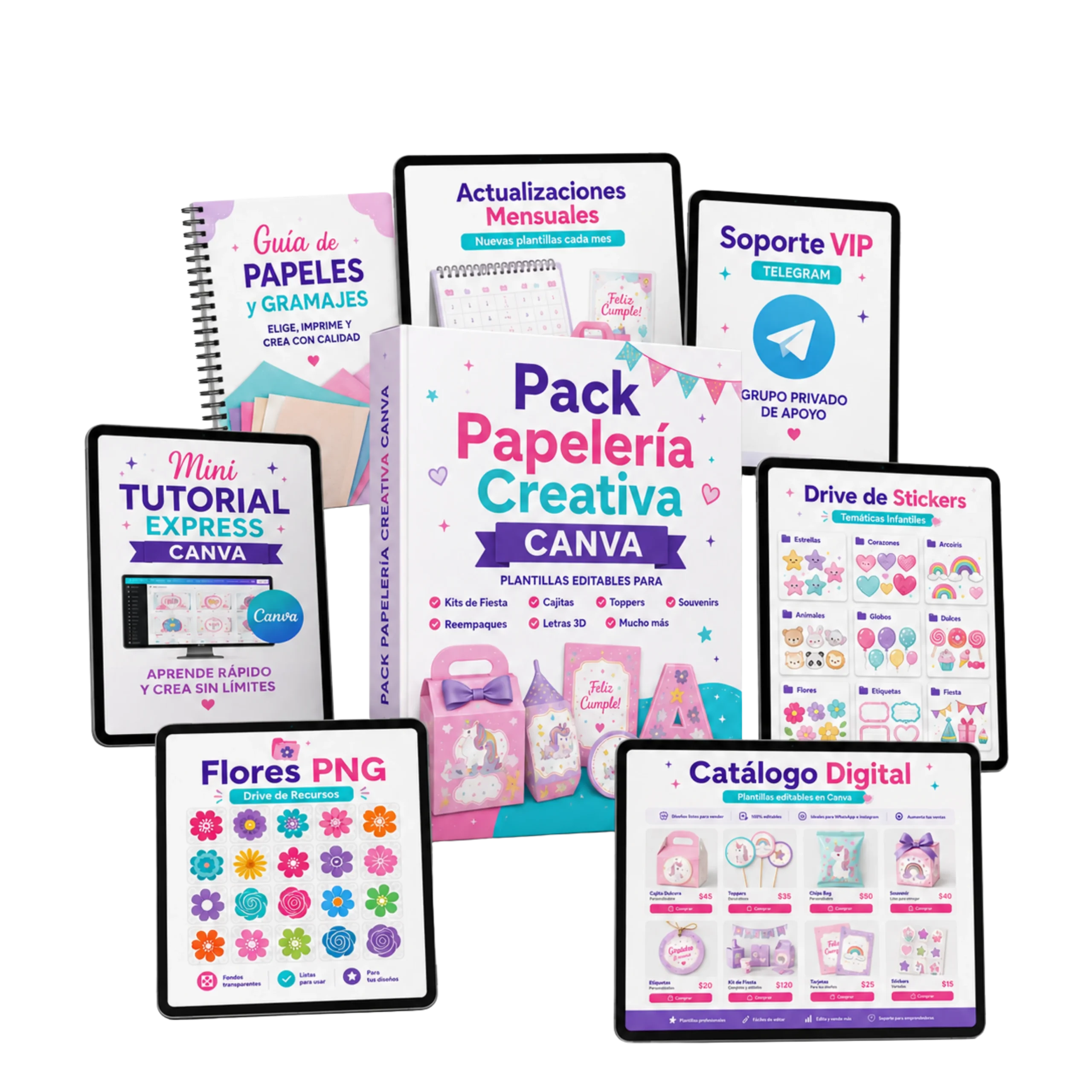 Pack completo de papelería creativa con 7 bonos incluidos