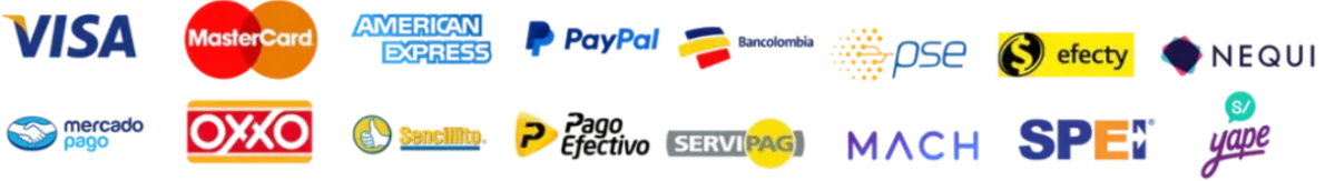 Métodos de pago disponibles